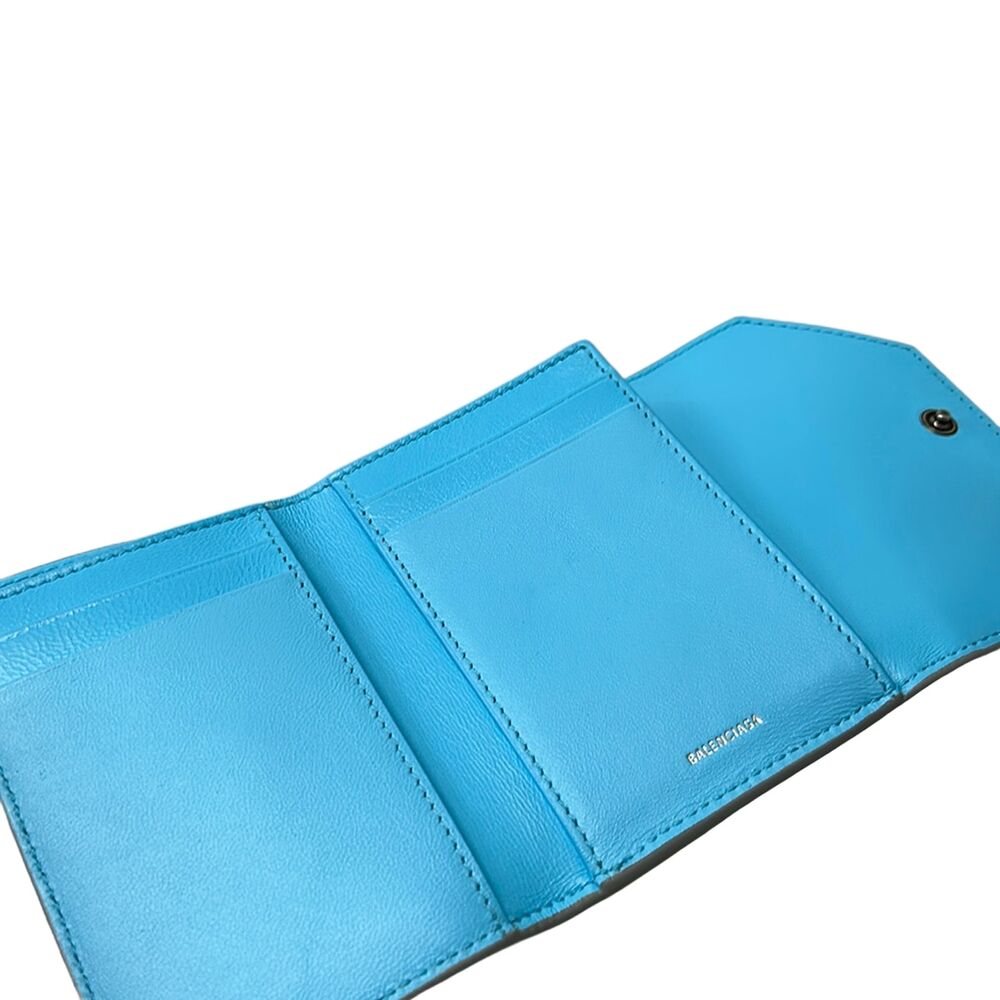 Balenciaga Envelope Mini Wallet Trifold Wallet 786173 Gray Light Blue - Picture 3 of 7